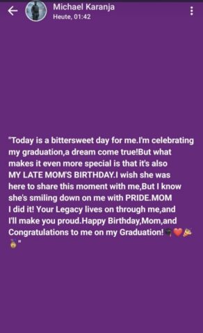 Michael bedankt sich bei seiner Late Mom Ruth